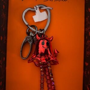 NWT-Betsey Johnson Red Devil Keychain/charm with Pink Rhinestones legs